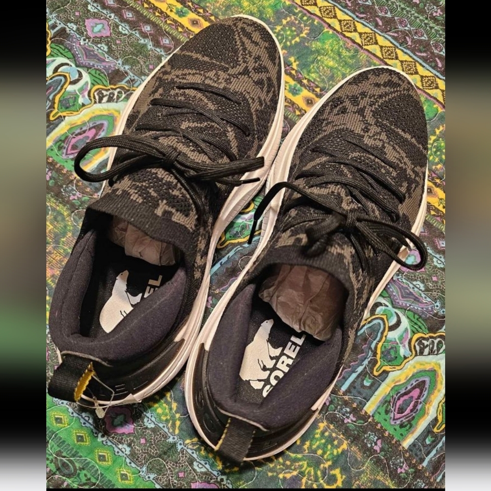 Women's Sorel Explorer Blitz Stride Lace Black/Jet Mesh Sneakers Size 8.5